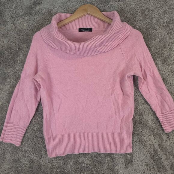Valerie Stevens 2 Ply Cashmere Pink Sweater Turtleneck Off Shoulder Cowl Neck - Picture 1 of 5